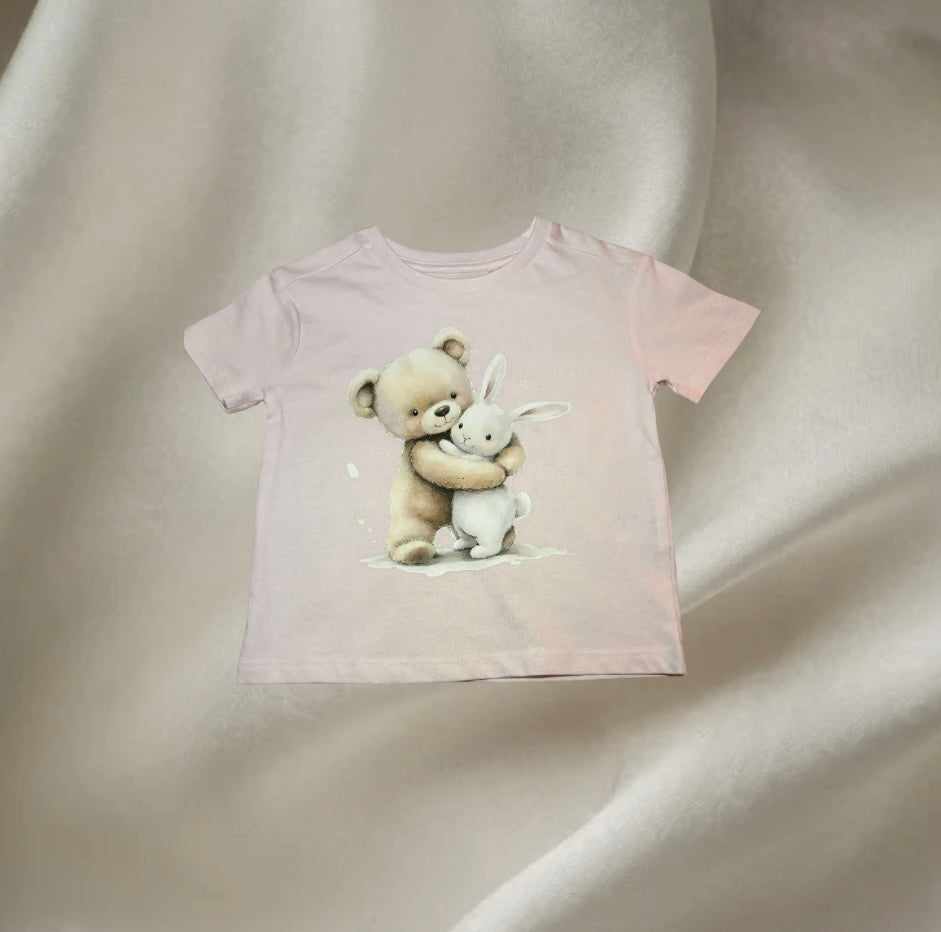 Shirt with bear and bunny